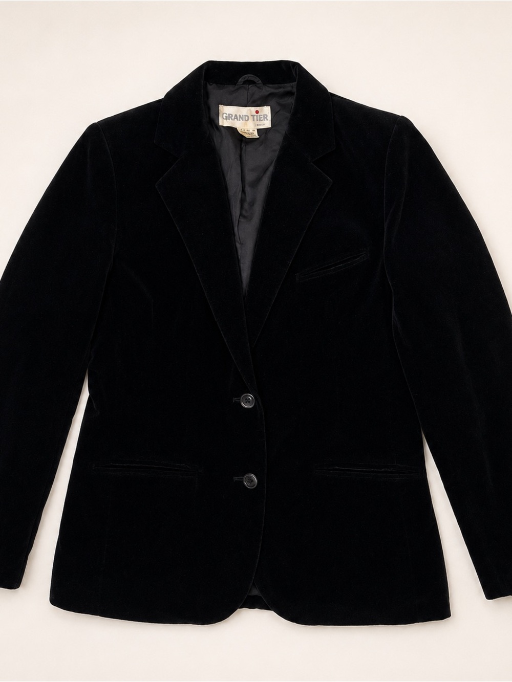 Vintage Grand Tier Black Velvet Blazer Jacket Size 10